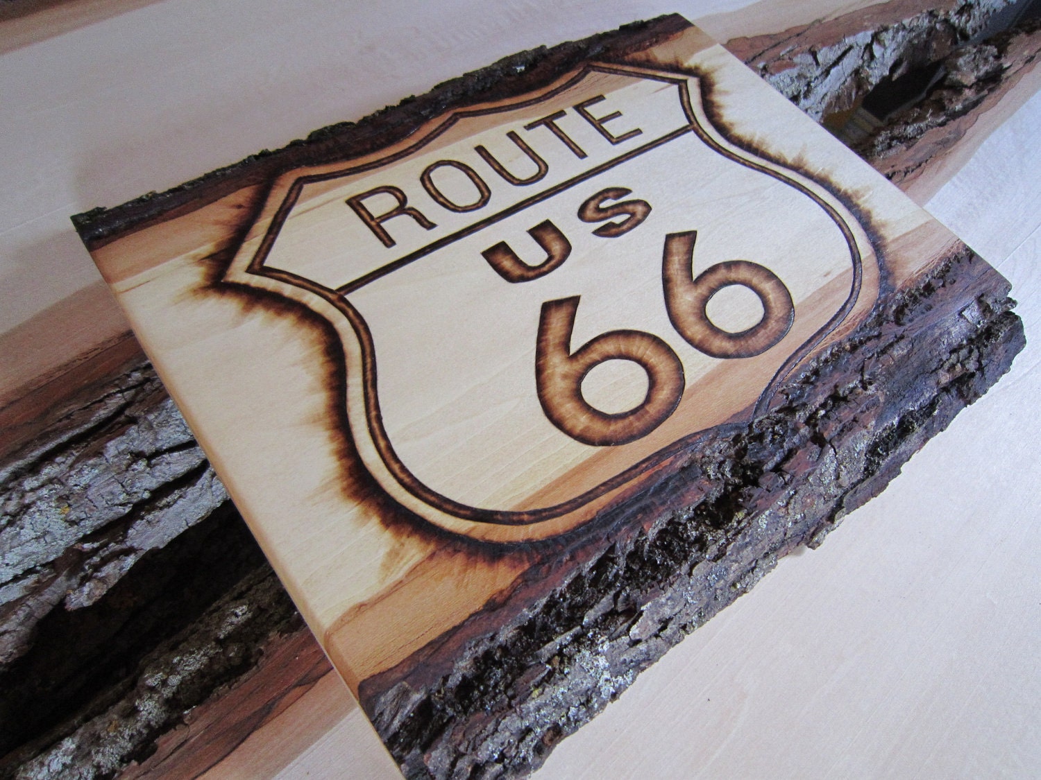 Route 66 sign - classic road sign artwork - rustic road trip  - Automotive Americana- Cars