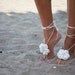 Ivory flower Beach wedding barefoot sandals, bangle, wedding anklet