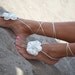 Ivory flower Beach wedding barefoot sandals, bangle, wedding anklet