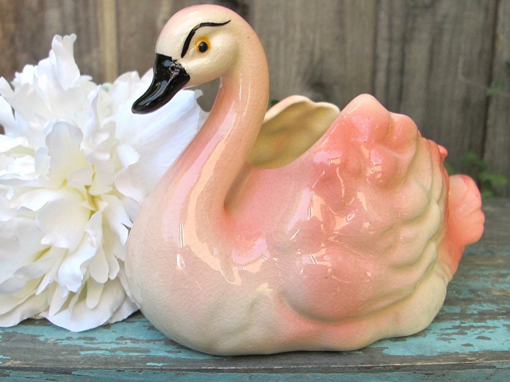 Vintage Swan Planter Pink Swan 1950s Home Decor Planter Vase Epsteam