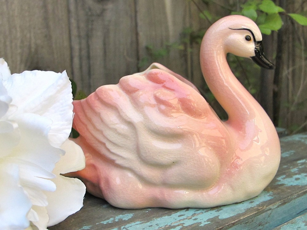 Vintage Swan Planter Pink Swan 1950s Home Decor Planter Vase Epsteam