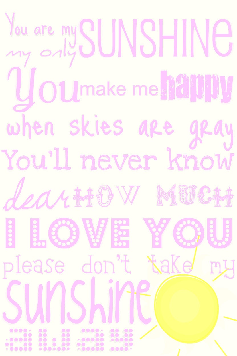 You Are My Sunshine Printable In Gray and Pink