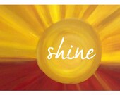Modern Art Print - Sunny Sunshine Shine - Bright Yellow Red - Home Decor