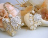 Set of 2 Precious Hearts as Collectible Ornaments-Wedding Favor-Shabby chic-Rustic chic decors-Unique gifts - Romantic home ornament
