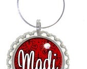 Set of 6 -PERSONALIZED WINE CHARMS -Elegant Red Design - Swavorski Crystals- Perfect For Bachelorette Party Favors, Wedding Favor, and Gifts
