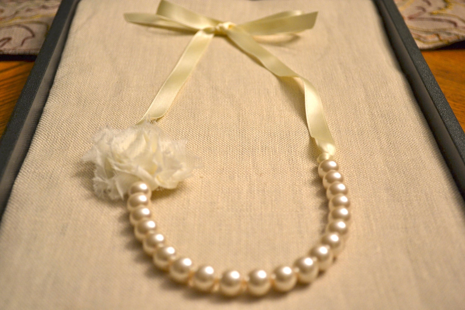 Rose: Ivory Pearl Necklace with Ivory Ribbon or Build Your Own