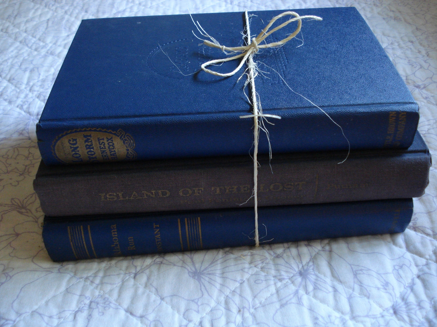 Vintage Books:  Wedding Decoration, Table Numbers, Blue Covers--Instant Collection