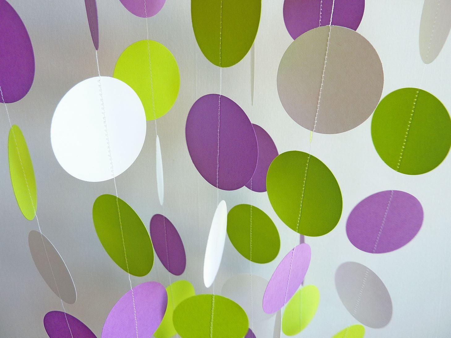 Paper Garland, Purple, Lime Green, White, BIRTHDAY, NURSERY, Party Decoration