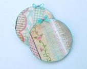 Shabby Chic Round Robins Egg Blue and Pink Wooden Magnets