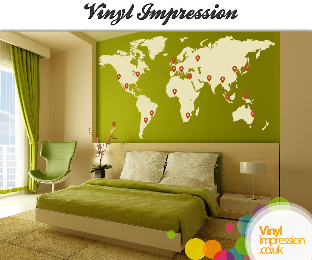 Large World Map Vinyl Wall Sticker
