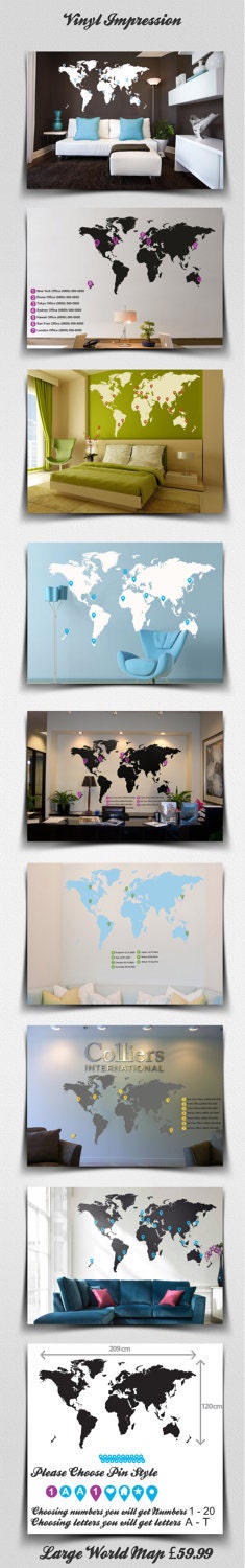 Large World Map Vinyl Wall Sticker