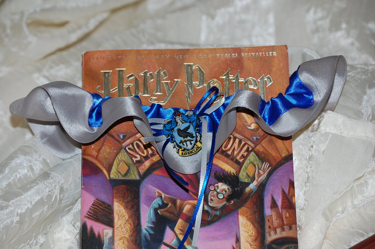 Custom Ravenclaw House Harry Potter Themed Wedding Garter (Perfect for Geek Weddings or Conventions)