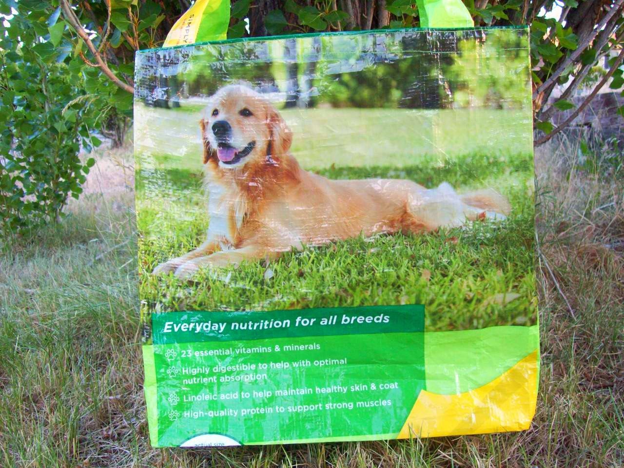 Dog food Market Tote Bag -Upcycled, Recycled Feed Bag