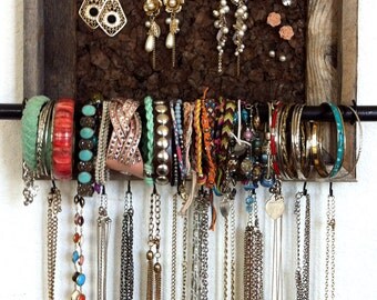 8x10 Barn Wood Jewelry Wall Holder Organizer