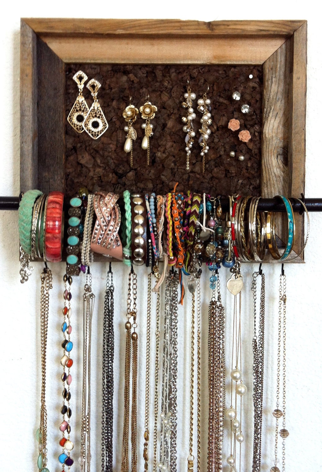 8x10 Barn Wood Jewelry Wall Holder Organizer