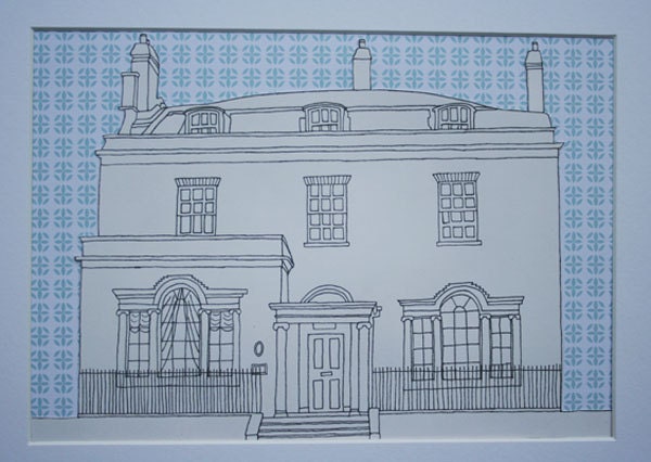 Personalised wedding venue picture gift with gilhoolie pattern sky or blue mosaic sky