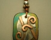 Letter H, Alphabet Letter Pendant, Copper over Sterling Silver Initial Charm Pendants, Made to Order
