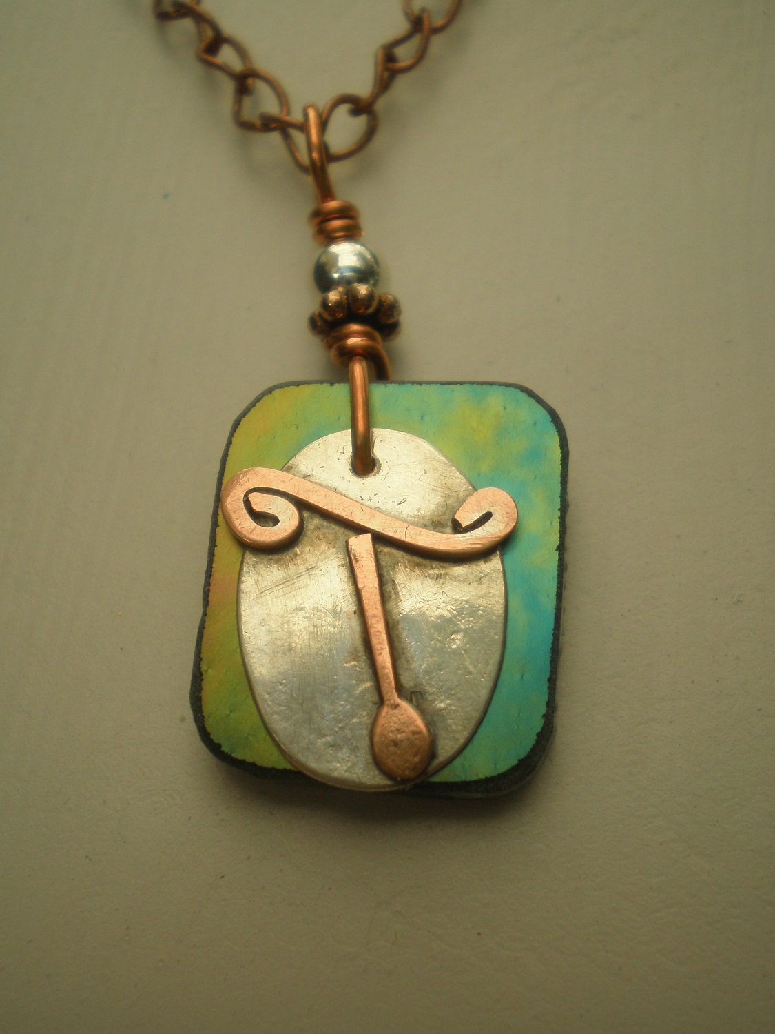 Letter T, Alphabet Letter Pendant, Copper over Sterling Silver Initial Charm Pendants, Made to Order