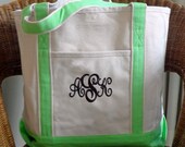 Monogrammed Canvas Tote Beach Bag
