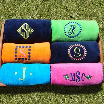 Monogram Beach Towel Bridesmaid Gift Graduation