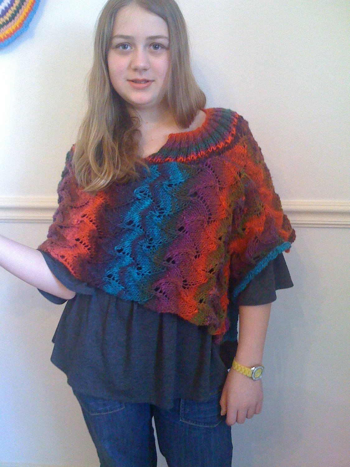 Knitting pattern - Poncho Ablaze