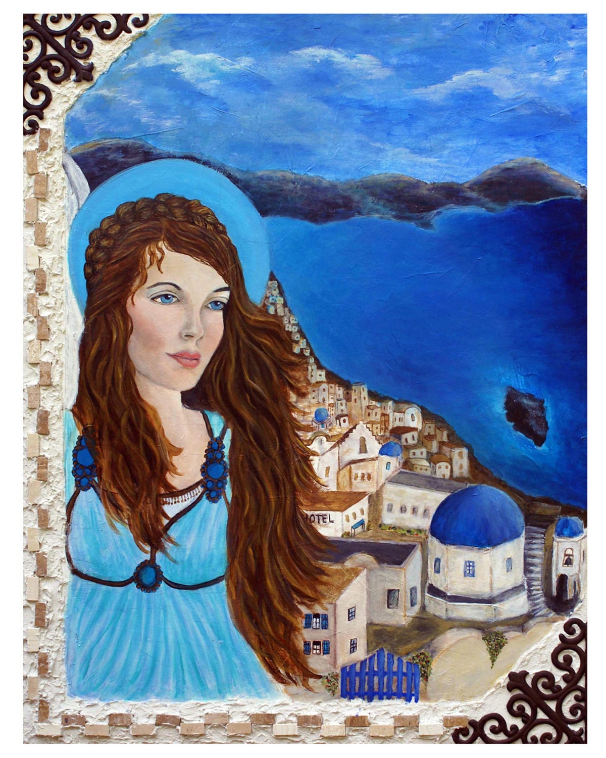 Athena, Earth Angel From The Greek Islands,  An Original Fine Art 8 by 10 print by Charlotte Phillips