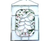 Stained Glass Christmas Tree Panel Handmade OOAK
