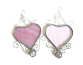 PinkHeart Stained Glass Suncatchers Scrollwork Handmade