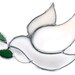 Stained glass suncatcher white dove olive branch handmade