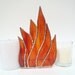 Stained Glass Candle Holder Orange and Red Handmade