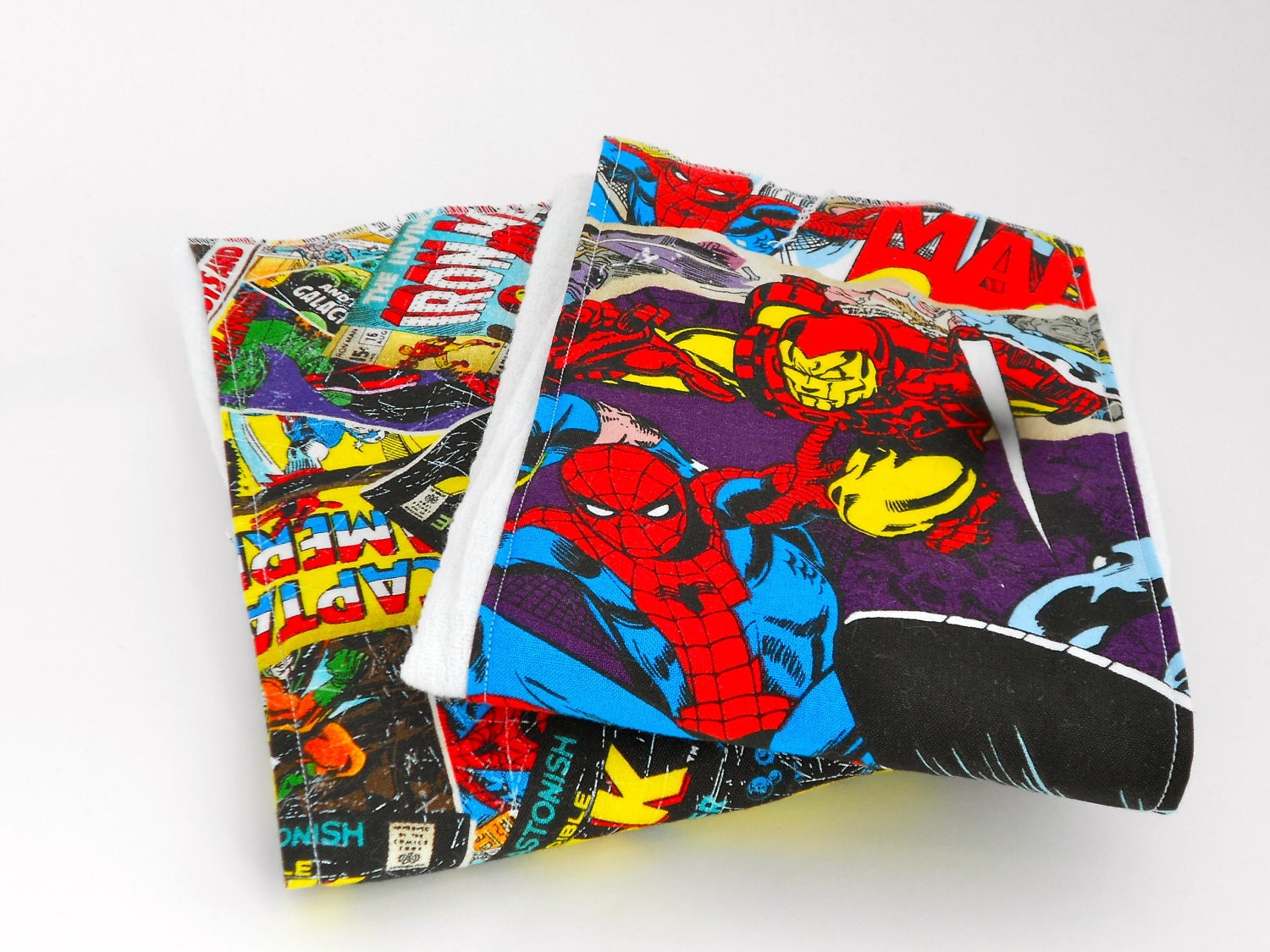 Marvel Comic Avengers Burp Cloth, Iron Man, Thor, Capt. America, Wolverine, Spider Man, Hulk