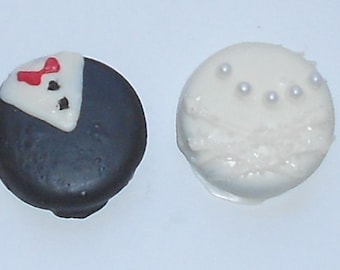 Oreo Cookie Bride and Groom - Chocolate Covered Oreo Cookies - Oreo Cookies In Chocolate - Chocolate Favors