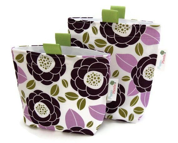 Reusable Sandwich and Snack Bag, Set of 2 in Joel Dewberry's "Bloom in Lilac", Eco-Friendly, Mother's Day