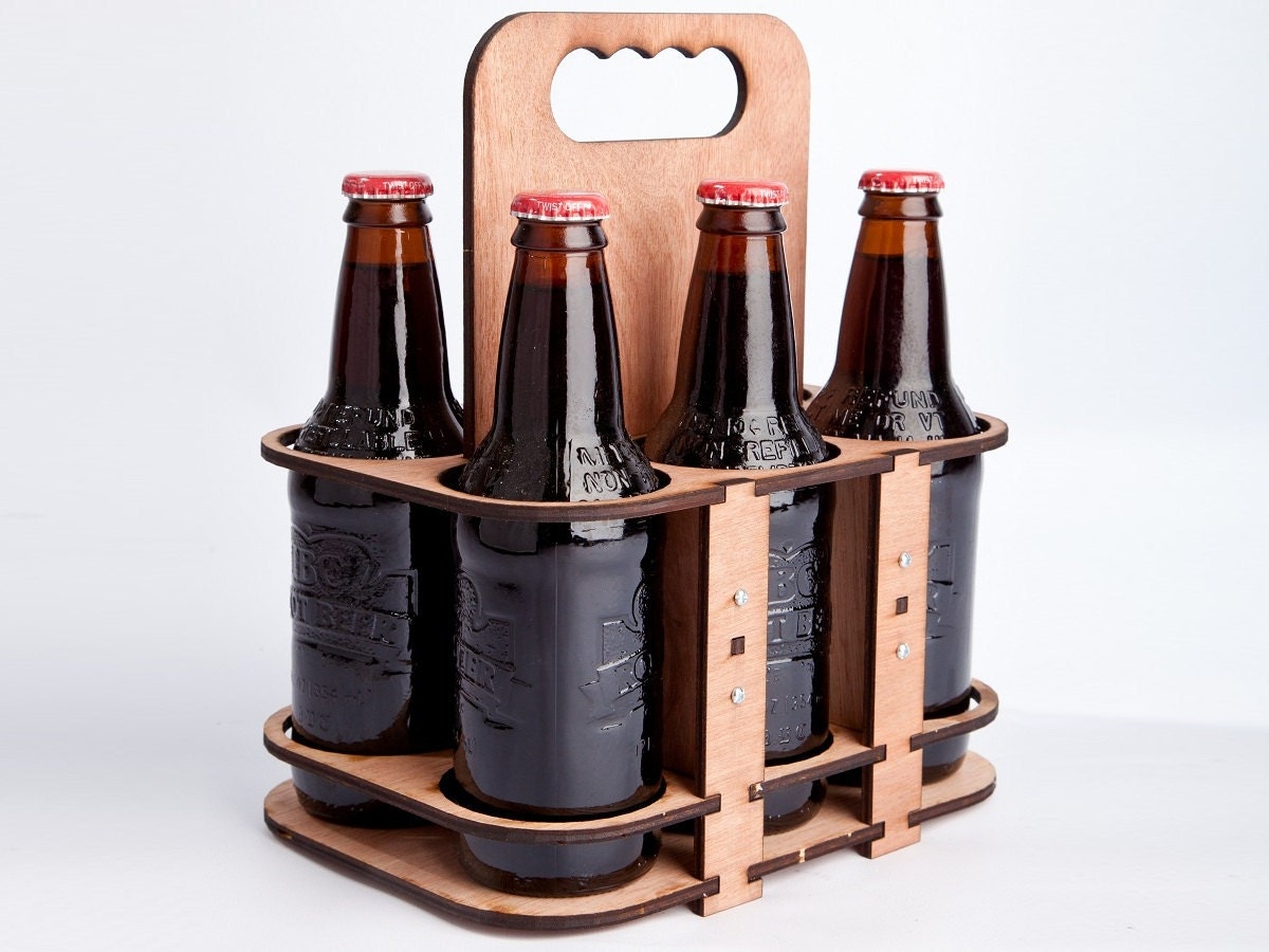 The 6 Packer - a lasercut 6 pack glass bottle holder