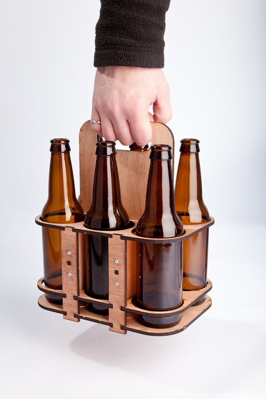 The 6 Packer - a lasercut 6 pack glass bottle holder
