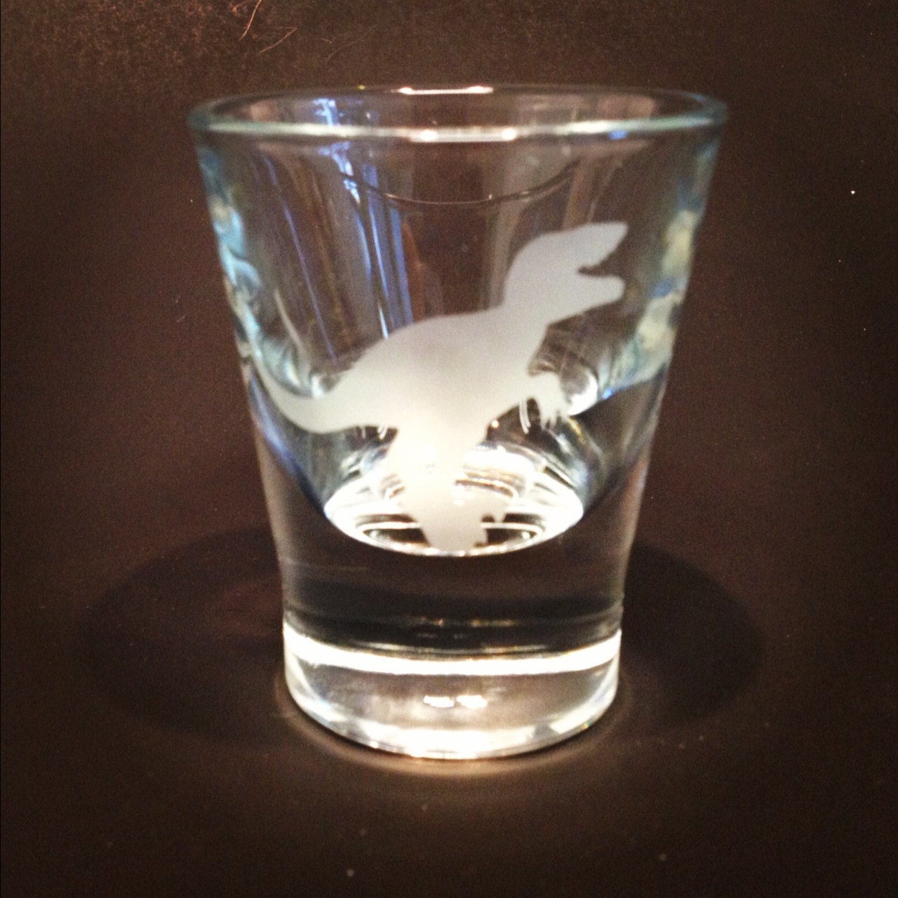Raptor Velociraptor "Clever Girl" Custom Etched Dinosaur Shot Glass