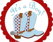 Cowboy Stickers Personalized Labels  2 inch Round Favor tag For Baby Shower Stickers Set of 20