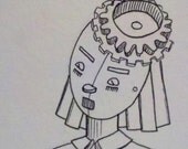 4x4.5" Robot Sketch Card