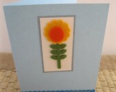 Happy Mother's Day, Hand-Stamped, Flower, Blue