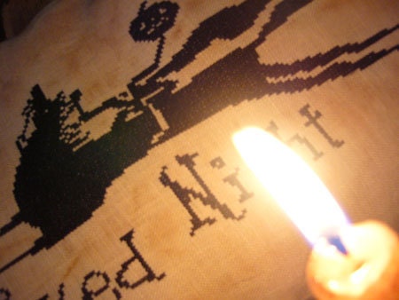 Primitive cross stitch pattern: Wicked night