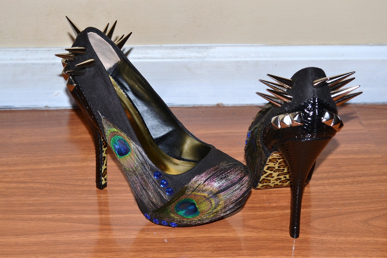 Spiked Peacock Heels Size 7.5