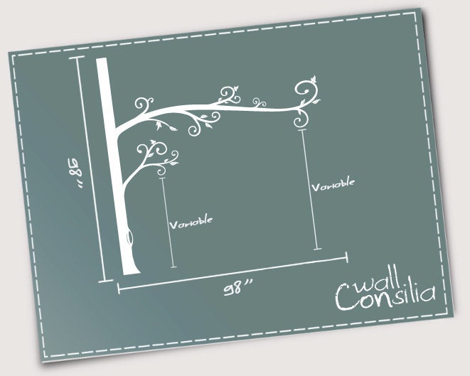 Photo Tree Wall Decal -  Frame Hanging Tree Wall Sticker - Corner Tree decal - Large: approx 98" x 98" - W025