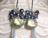 Amethyst Earrings, Peacock  Pearl Earrings, Fresh Water Pearl Earrings, Bridesmaid Earrings, Bridal jewelry, sterling silver Earrings