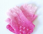 Ombre dyed crochet fingerless gloves VINTAGE 50's punk rockabilly