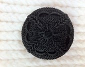 Large Button - Antique Black Crocheted