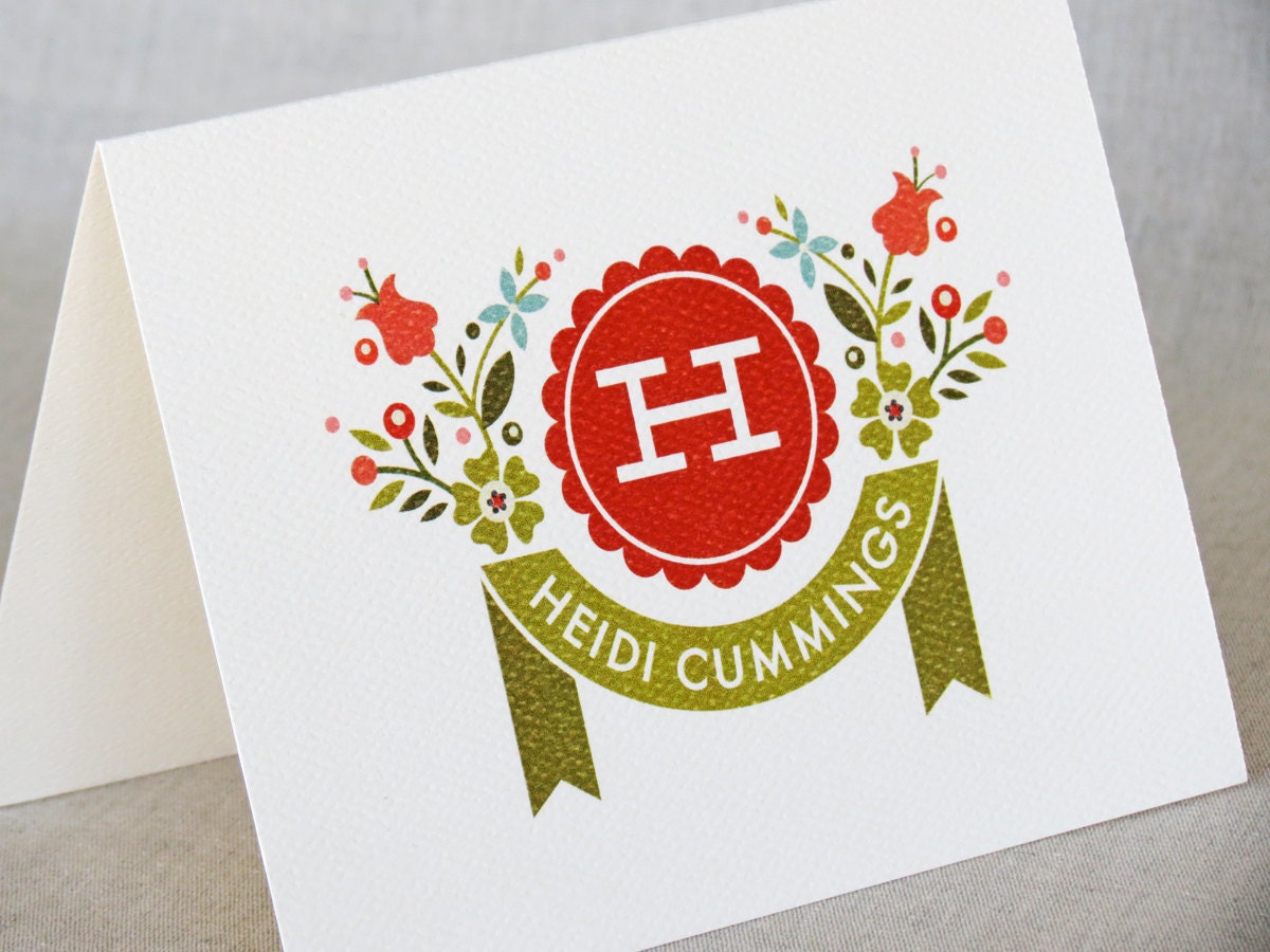 Personalized Monogram Note Cards - Printable File