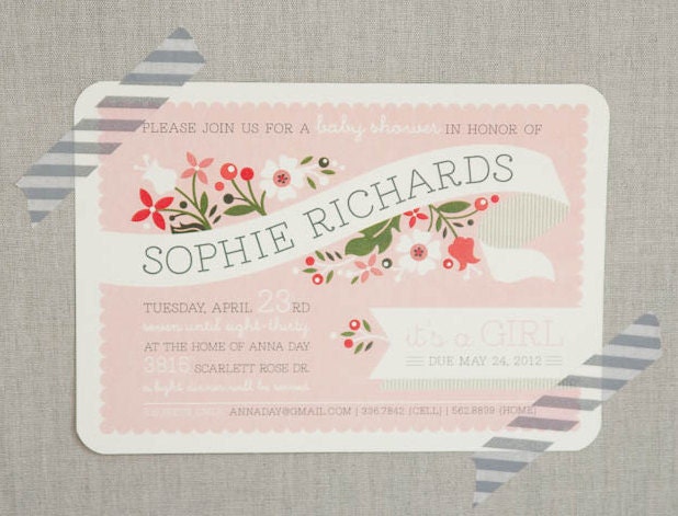 Baby Shower Invitation - Printable - Pink Bouquet