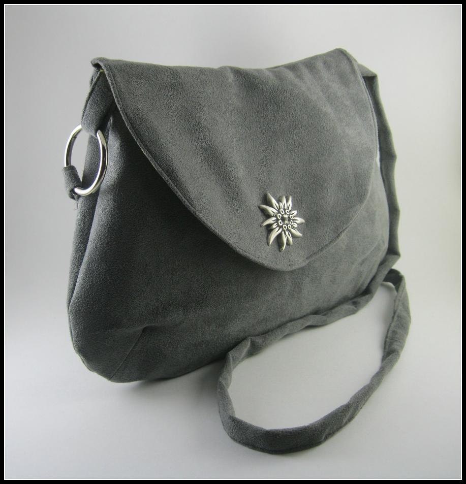 Crossover Shoulder Bag - gray suede / Sling Bag Travel Bag Evening Bag Gray Ultra Suede