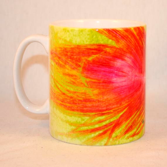 Feather Rose - Handprinted one off mug