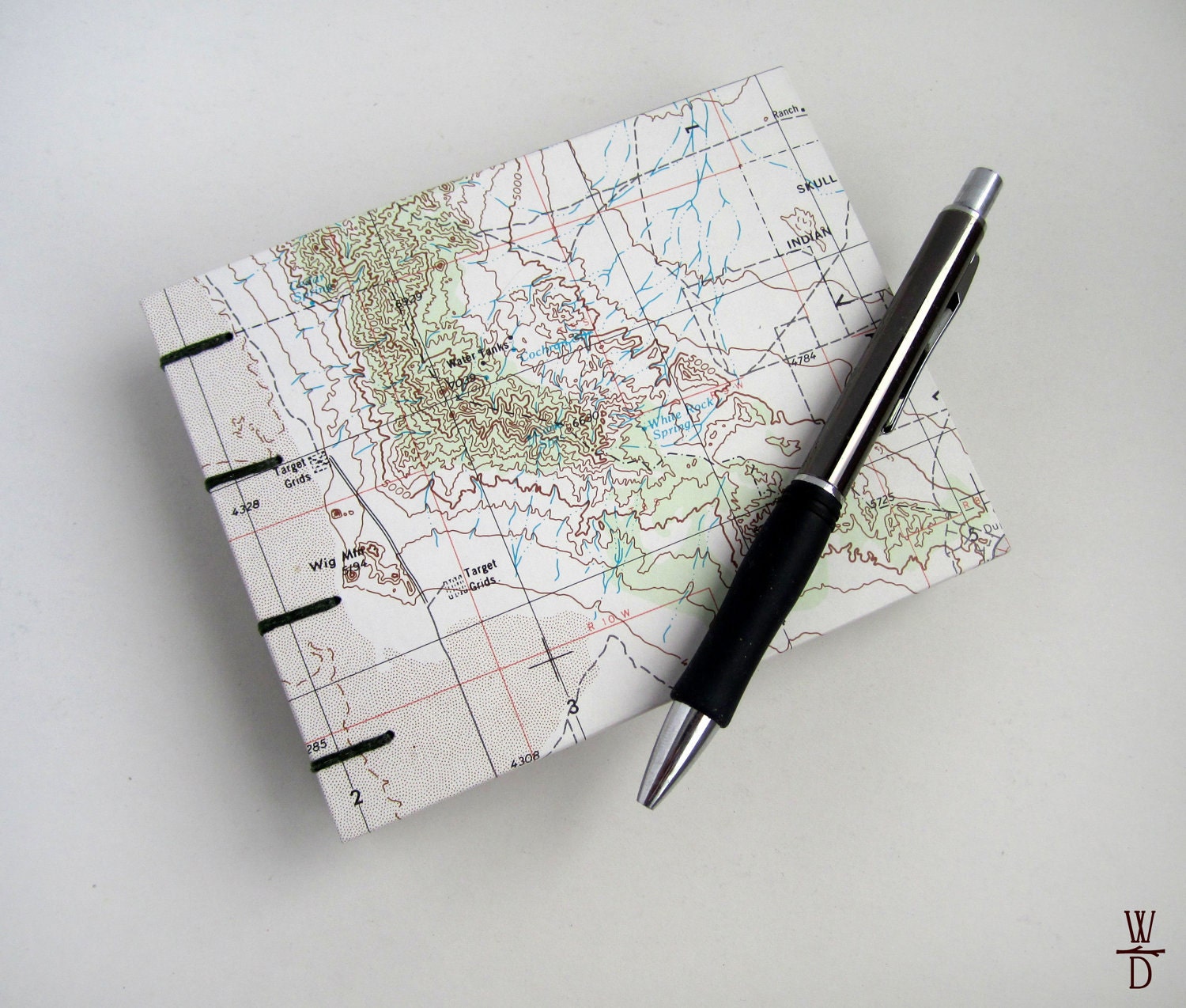 Utah Map Blank Journal - Coptic Stitched - Open Spine with Green Paper